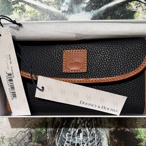 Dooney & Bourke Black and Brown Leather Clutch
